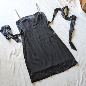 Dolce & Gabbana Black Satin Sleeveless A-line Midi Dress, size IT44/US8/L